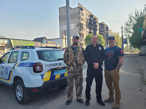 While on my mission in Ukraine, I went into Bucha, which had been detroyed by the Russian military. While I was there I met one of the only Ukrainian police officers who had stayed during the assault. We talked and he shared his story with me about his days trying to stay in his city and help everybody that he could when everyone else was trying to leave, evacuating. He stated and he is still there doing the best he can. And he is by himself.