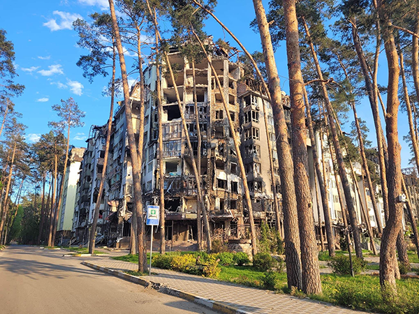 Photo: While I was in Bucha, I had the opportunity to see the amount of destruction that had been brought to that city, to that region. And it was absolutely devastating. Buildings completely destroyed with artillery fire, bombs, missiles, eveything that you can imagine, homes just riddled with bullets. It was absolute destruction everywhere.